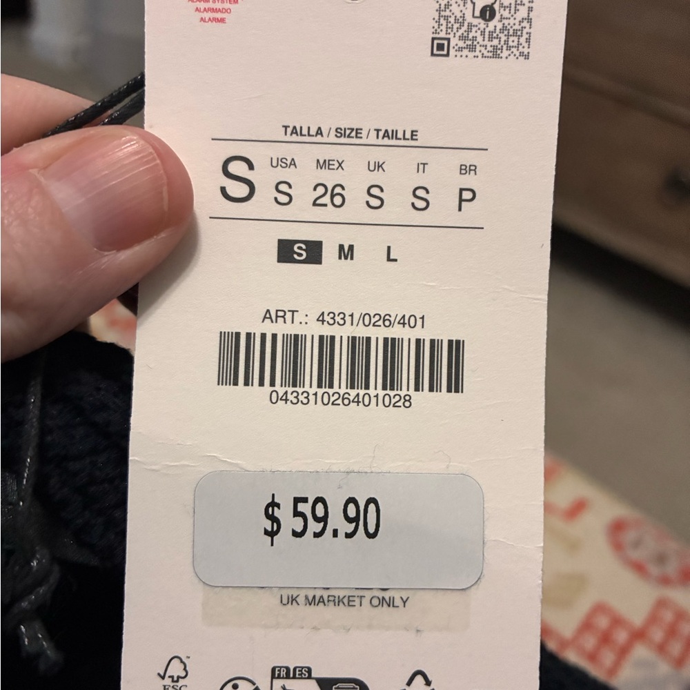 NWT Zara fringed checkered knit dress sz small mini